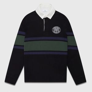 OVO Men’s Black Rugby Sweater with Green & Navy Stripes
